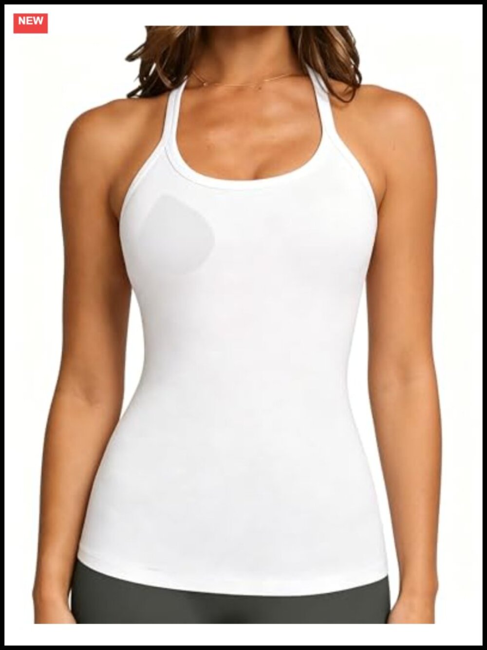 Women's Cotton Racerback Tank Top with Built-in Bra Yoga Athletic Top